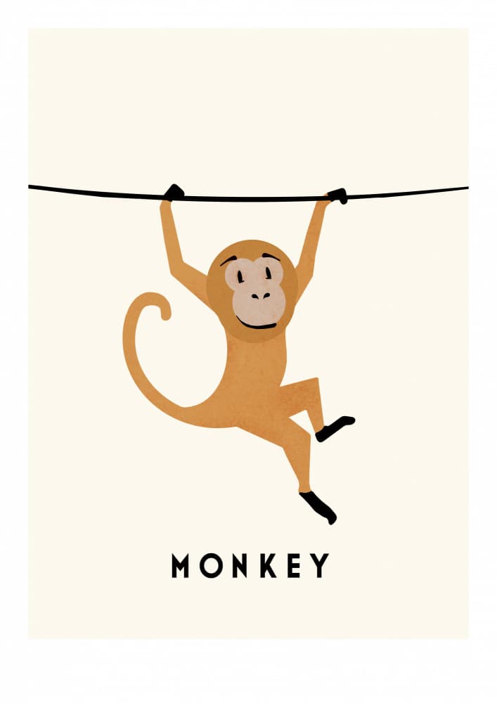 Playful Hanging Monkey by Erik Wintzell — canvas wall art