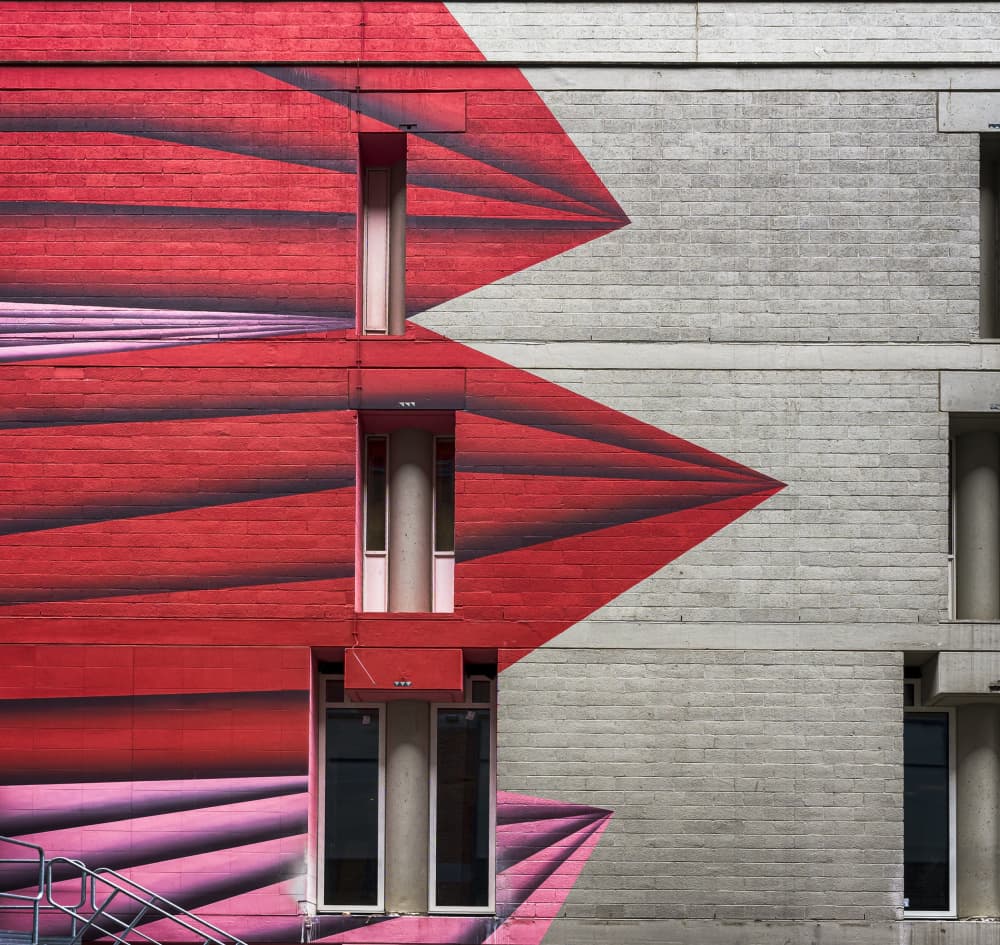 Bold Red Geometric Facade by Greetje van Son — canvas wall art
