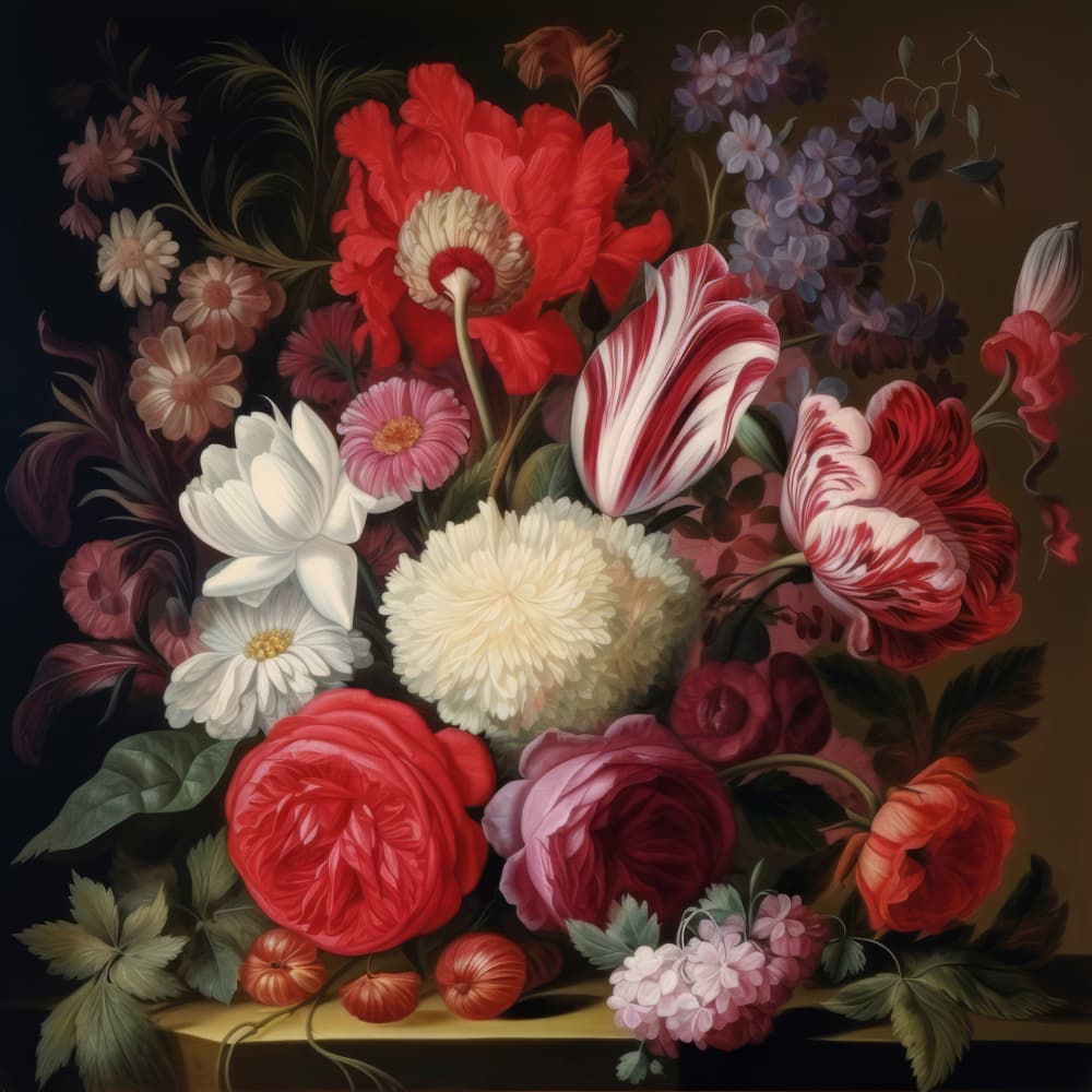 Opulent Floral Still Life by Bilge Paksoylu — canvas wall art