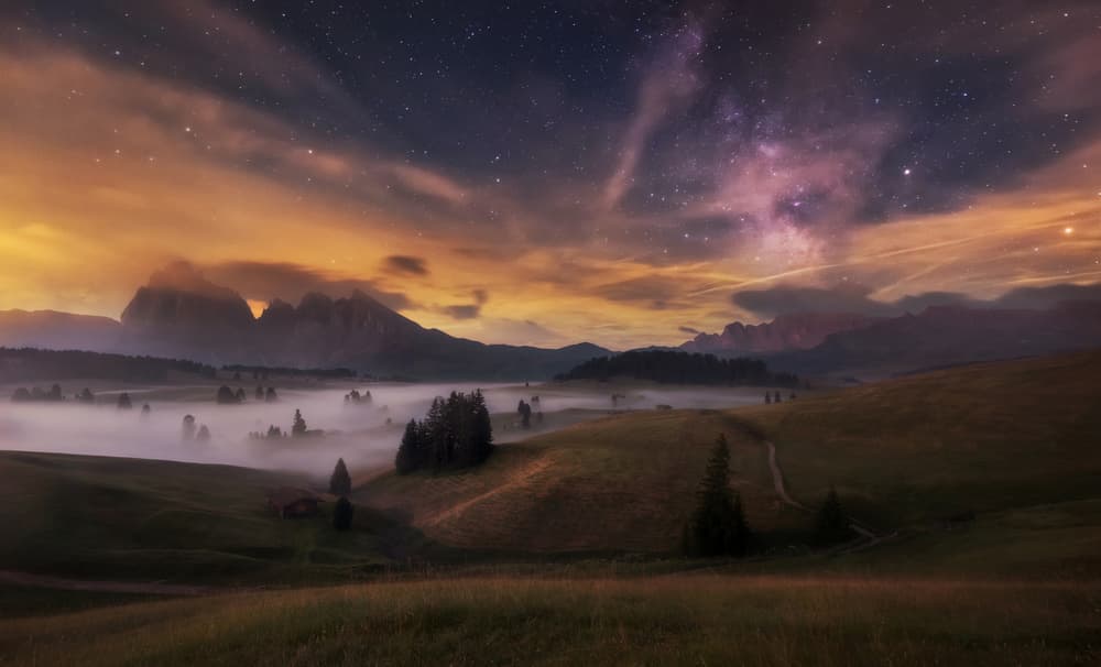 Misty Mountain Milky Way by Ales Krivec — canvas wall art