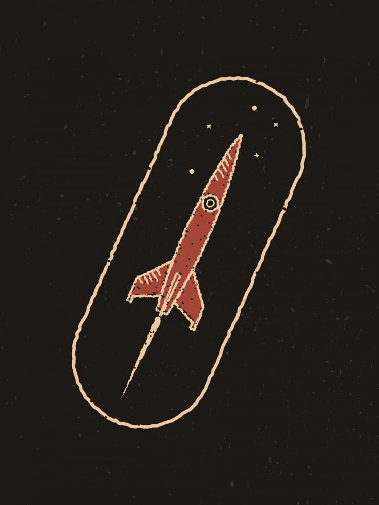 Retro Rocket Launch by The Creating Mind — canvas wall art