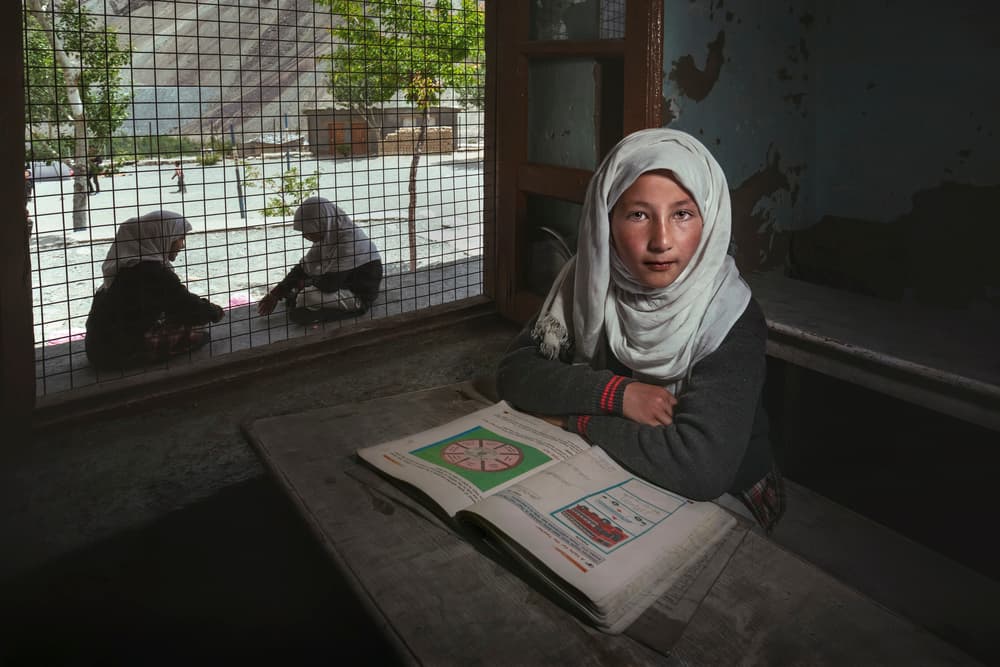Reflective Schoolgirl by Fadhel Almutaghawi — canvas wall art