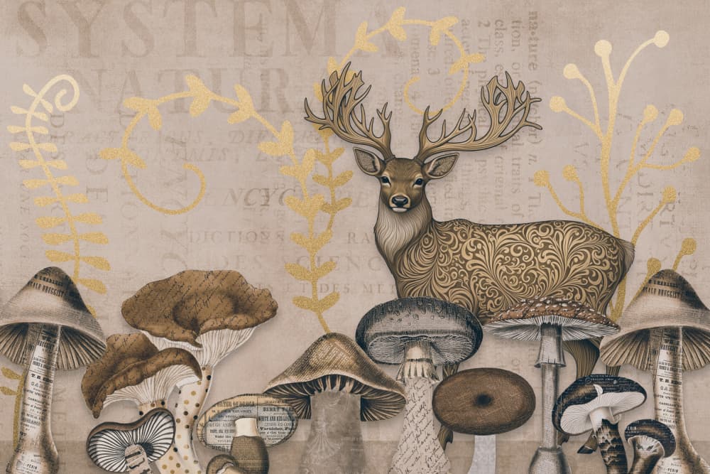 Vintage Woodland Stag by Andrea Haase — canvas wall art