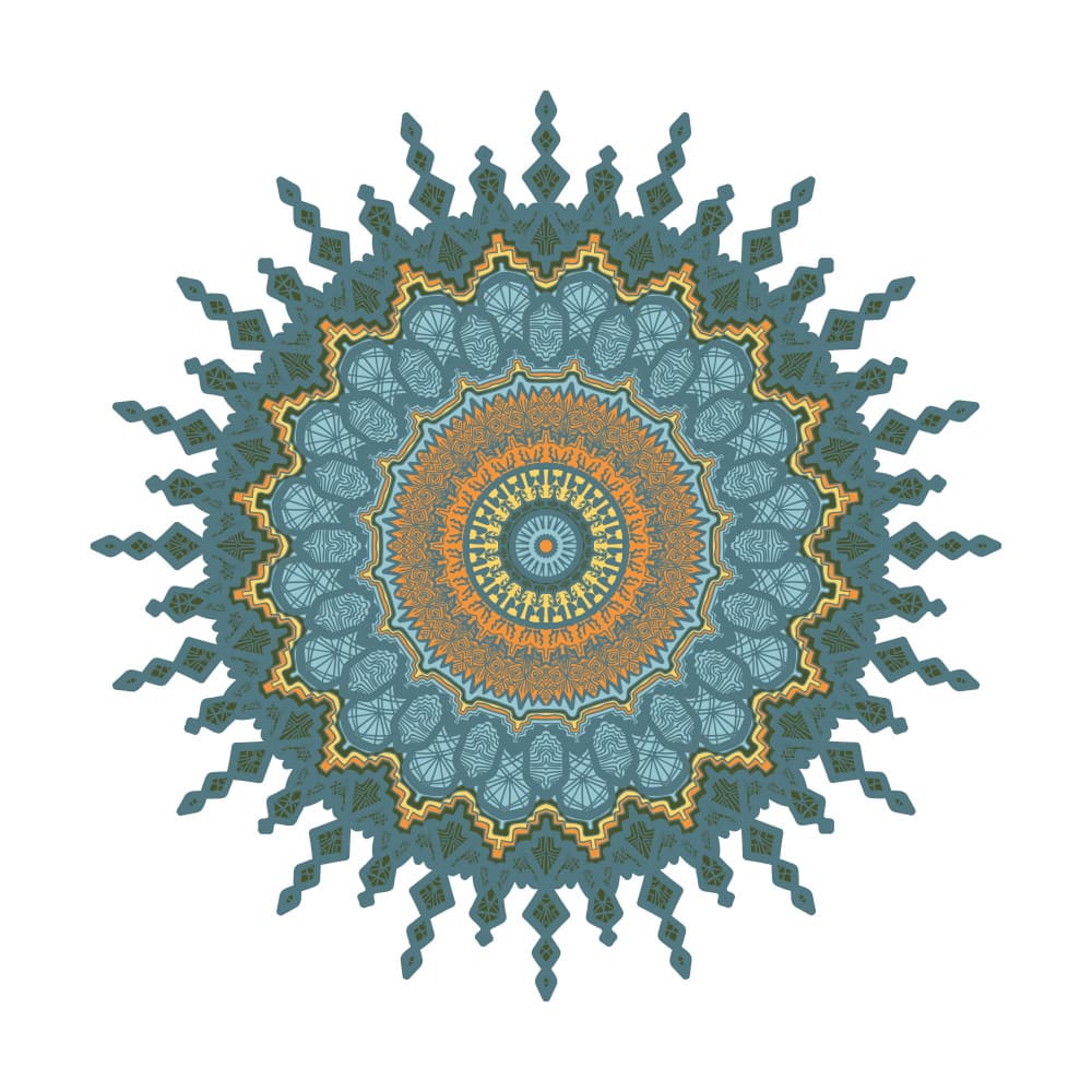 Intricate Teal Orange Mandala by Marika Barsrsind — canvas wall art