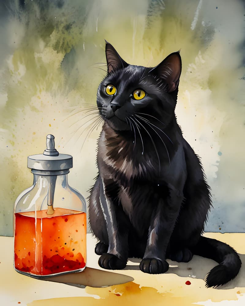 Black Cat Hot Sauce by Kintsugi99 — canvas wall art