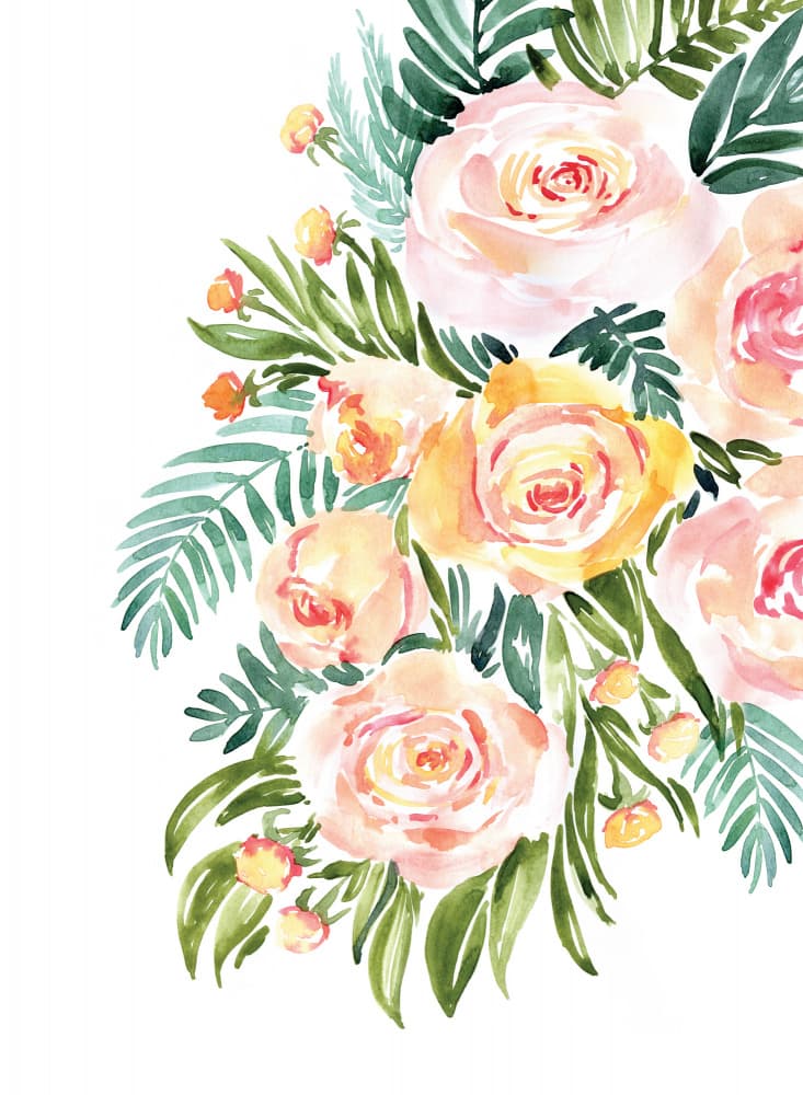Watercolor Floral Bouquet by Rosana Laiz Blursbyai — canvas wall art
