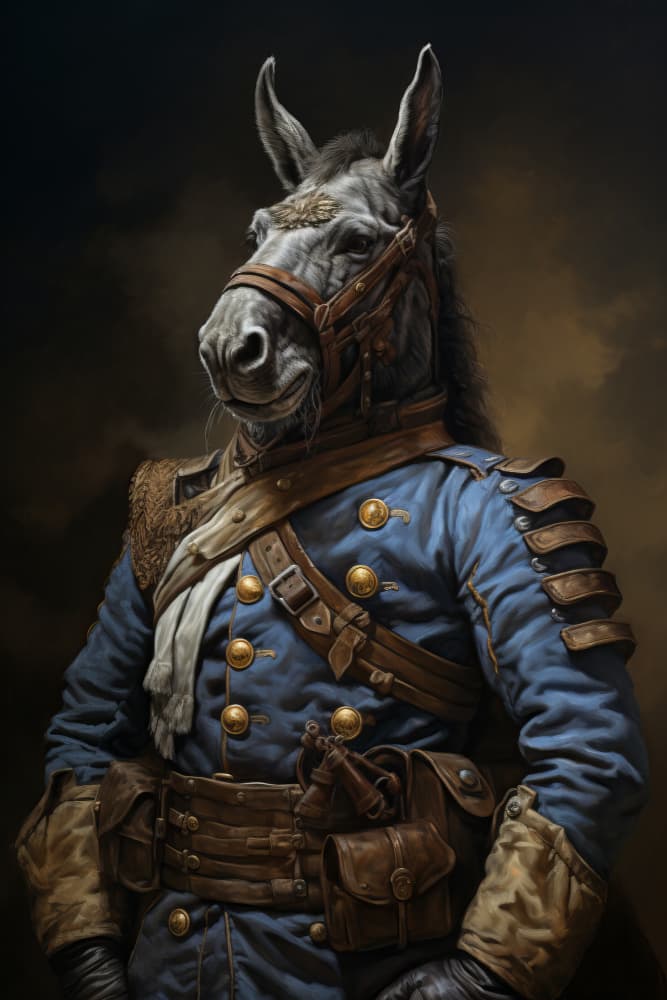 Noble Donkey Officer by Bilge Paksoylu — canvas wall art