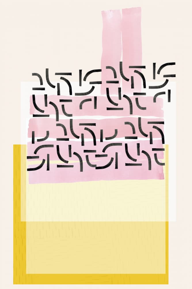 Modern Pink Yellow Shapes by cartissi — canvas wall art