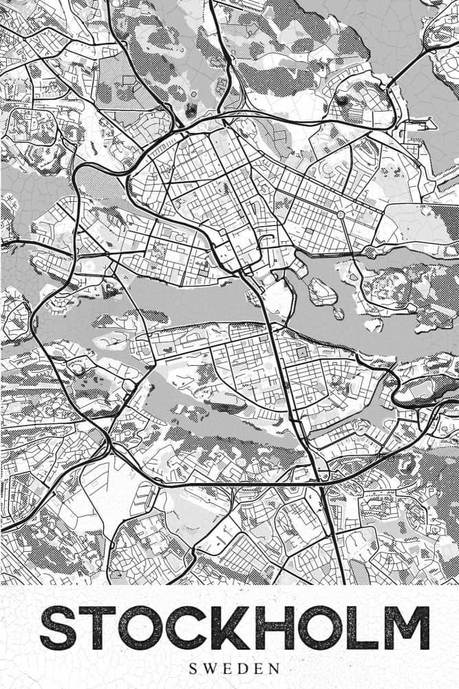 Stockholm Sweden Map by StudioSix — canvas wall art