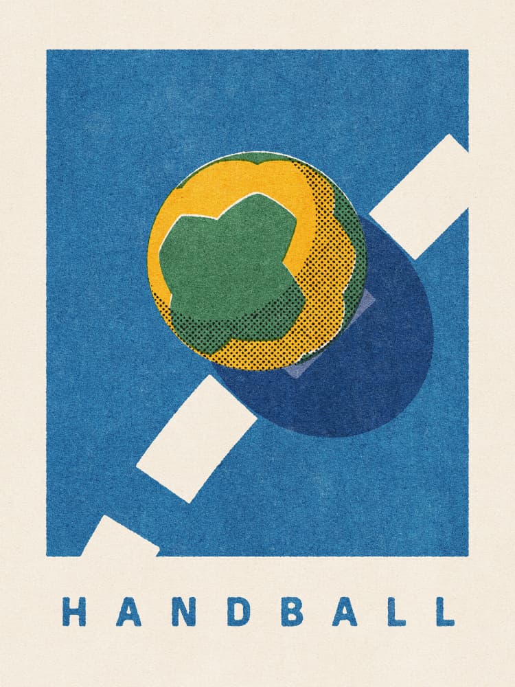 Retro Handball Action by Daniel Coulmann — canvas wall art
