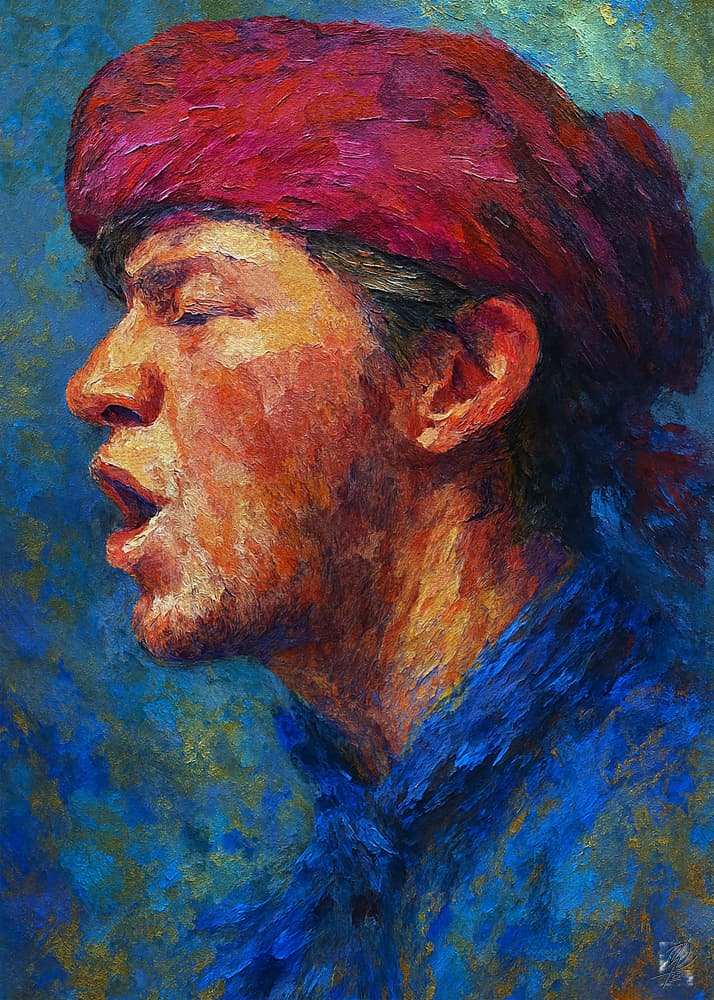 Passionate Singer Portrait by Osvaldo Russo — canvas wall art
