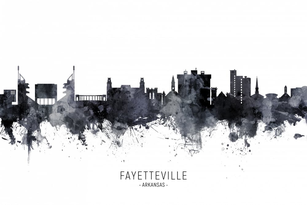 Fayetteville Arkansas Skyline by Michael Tompsett — canvas wall art