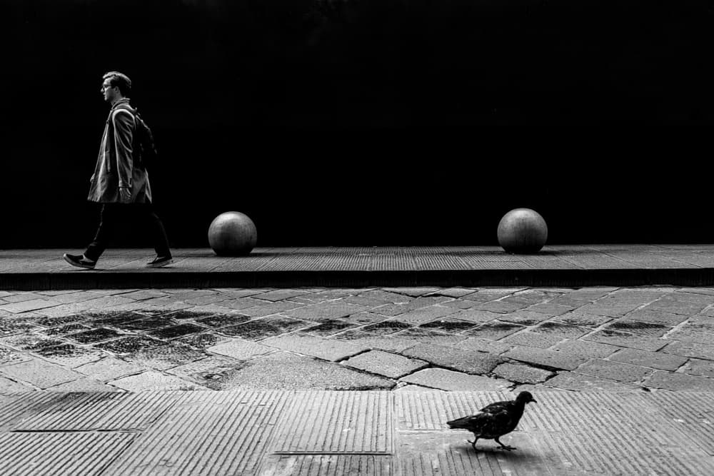 Man on Urban Path by Francesco Martinelli — canvas wall art