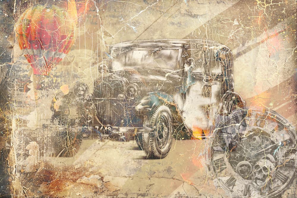 Vintage Car Time Journey by Rafal Kulik — canvas wall art