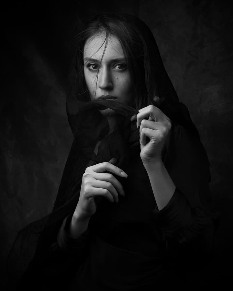 Enigmatic Veiled Gaze by Mehdi Mokhtari — canvas wall art