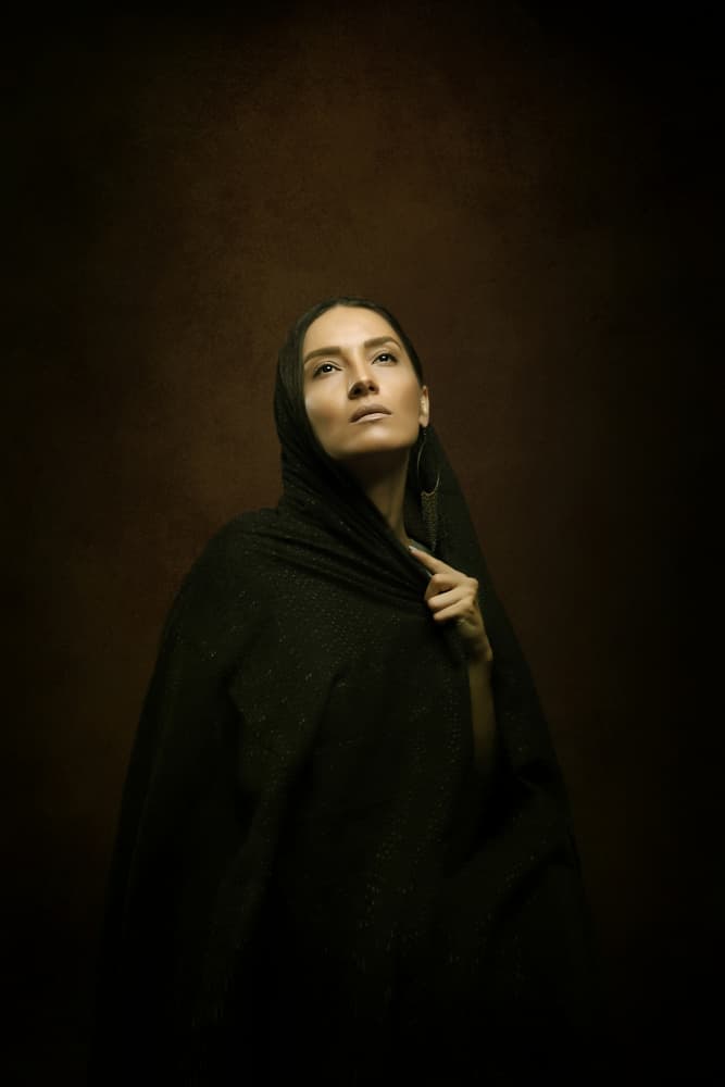 Elegant Veiled Portrait by Moein Hasheminasab — canvas wall art