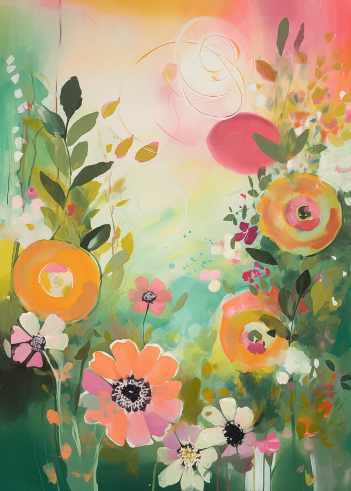 Vibrant Abstract Flowers by Andreas Magnusson — canvas wall art