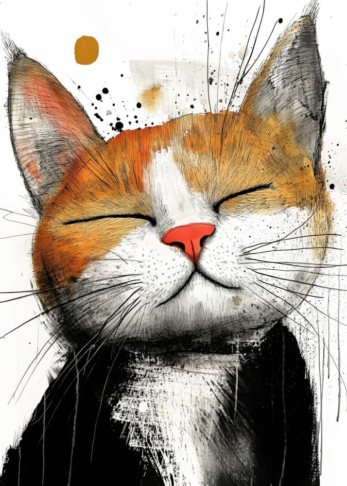 Happy Ginger Cat by Justyna Jaszke — canvas wall art