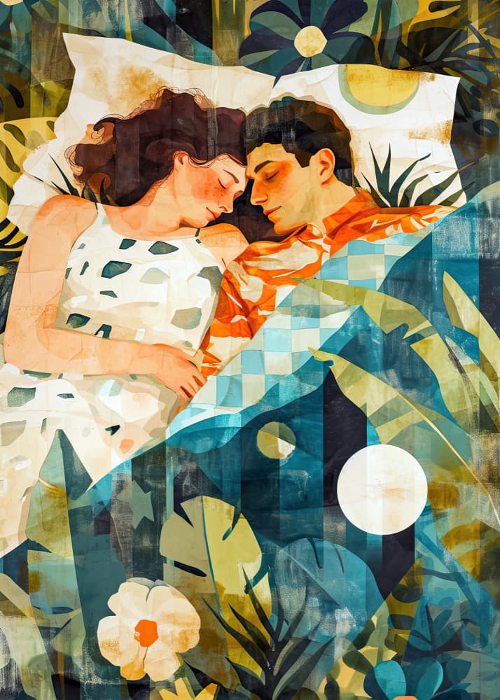 Sleeping Couple Tropical Dreams by Justyna Jaszke — canvas wall art