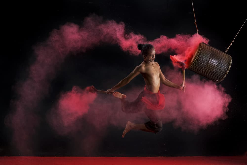 Red Powder Dance by Sita Gramich — canvas wall art