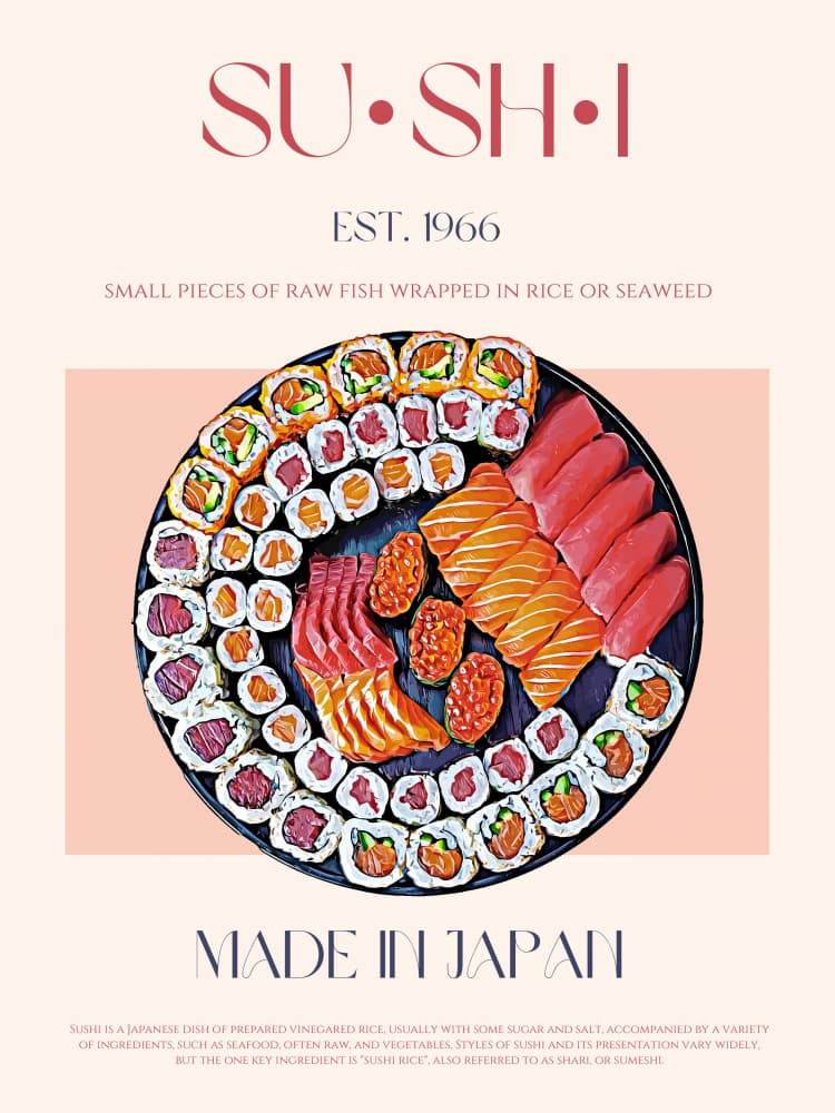 Japanese Sushi Platter by Nazma Khokhar — canvas wall art