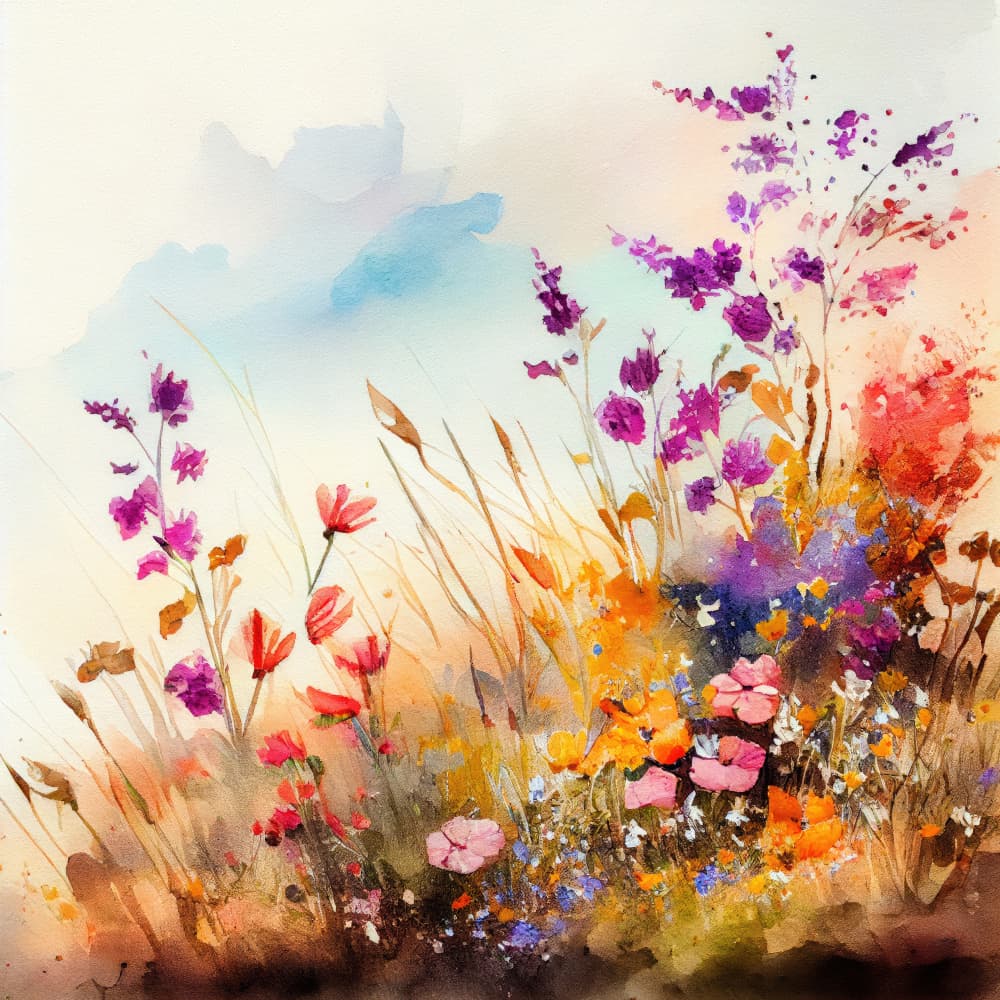 Vibrant Watercolor Wildflowers by Justyna Jaszke — canvas wall art