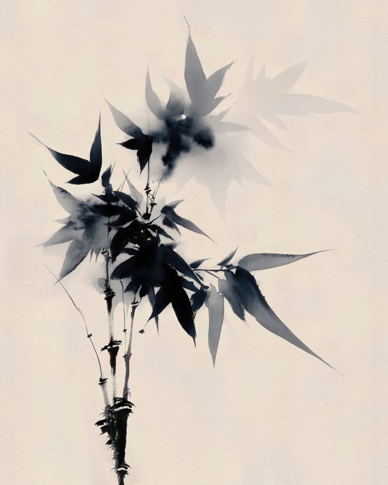 Graceful Ink Bamboo by CATS AND DOTZ — canvas wall art