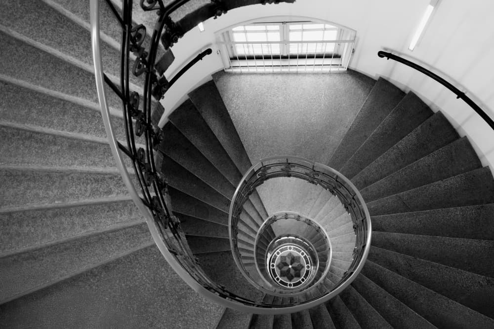 Geometric Spiral Staircase by Roswitha Schleicher-Schwarz — canvas wall art