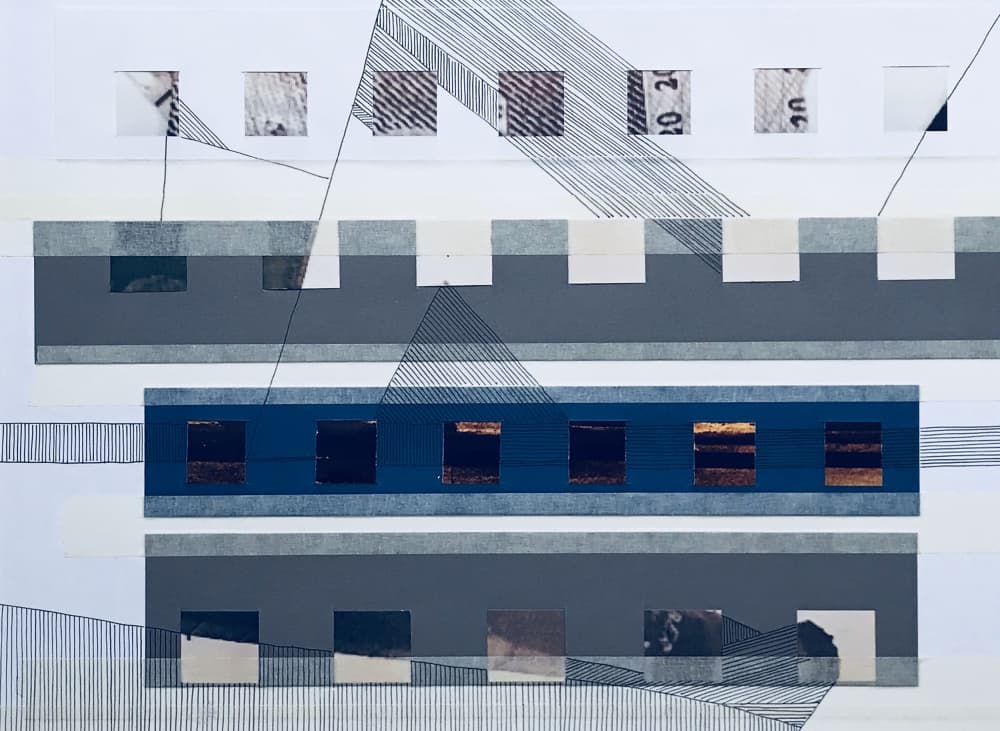 Layered Geometric Blues by kellymariesmith — canvas wall art