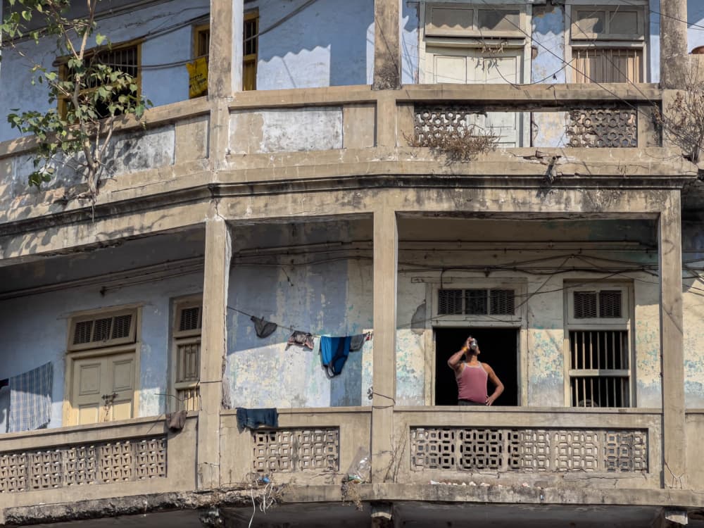 Weathered Urban Balcony by Ilana Lam — canvas wall art