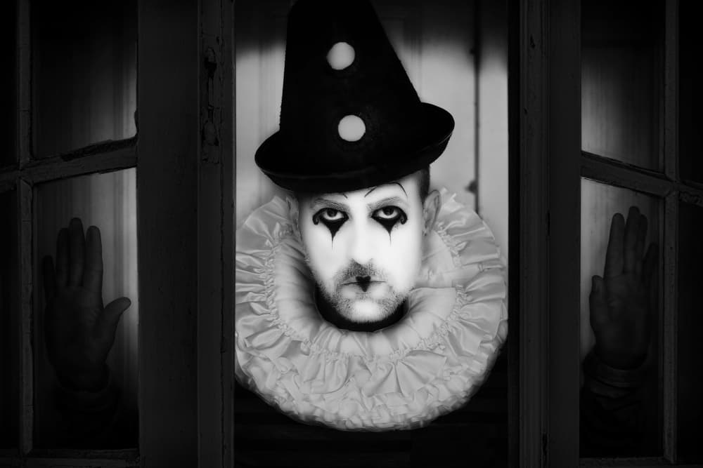 Mysterious Pierrot At Window by Josefina Melo — canvas wall art