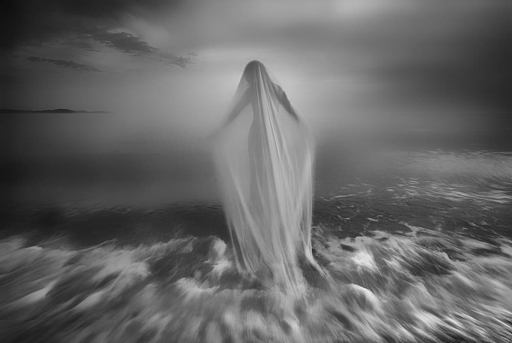 Ethereal Figure in Waves by Maria Kaimaki — canvas wall art