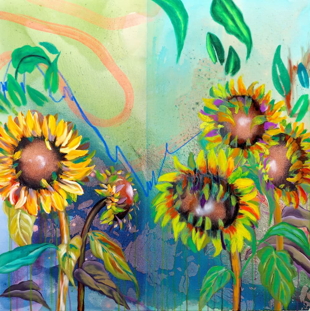 Vibrant Sunflower Blooms by POOVI ART — canvas wall art