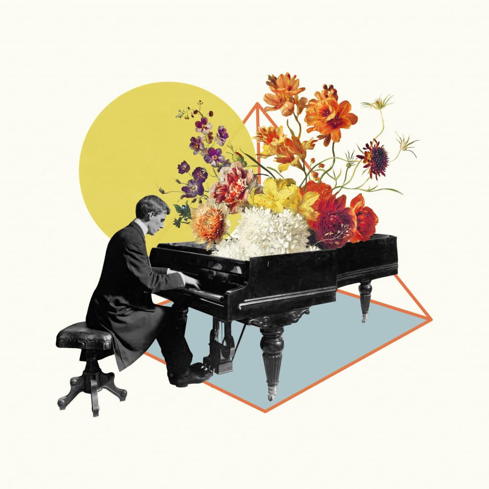 Vintage Piano Bloom by Marja van den Hurk — canvas wall art