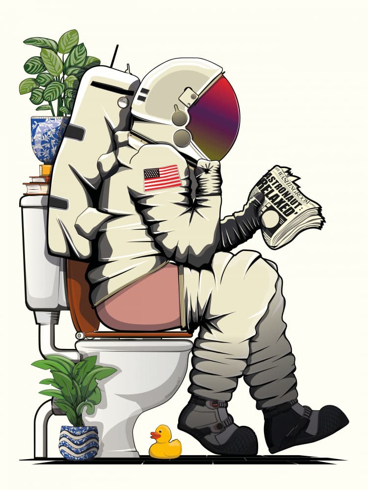 Astronaut Toilet Break by In The Washroom — canvas wall art