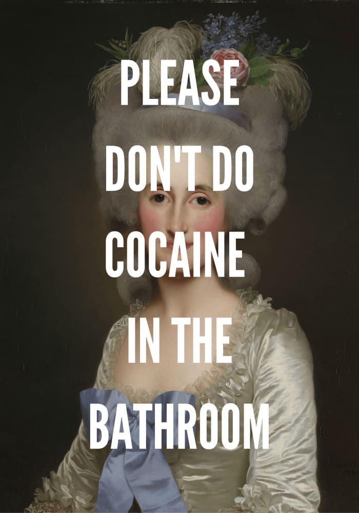 Funny Cocaine Bathroom Portrait by Athene Fritsch — canvas wall art