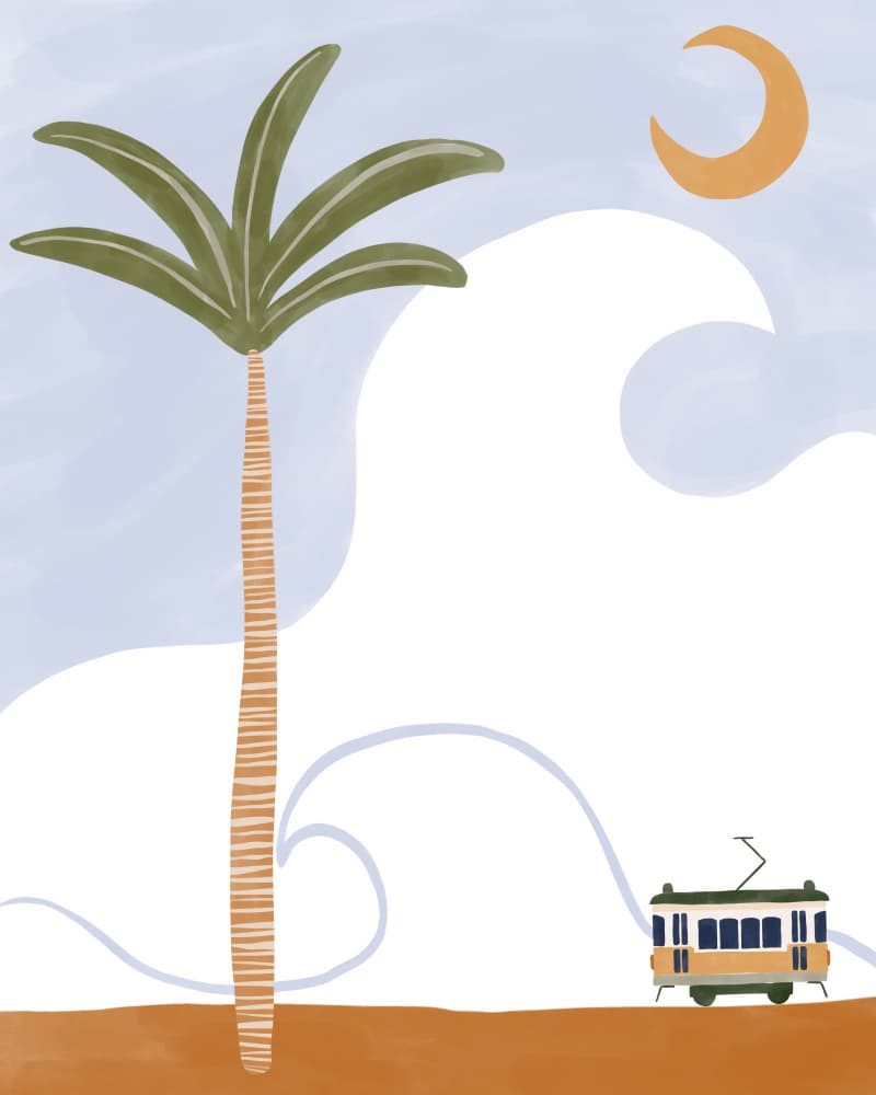 Tropical Tram Waves by Ivy Green Illustrations — canvas wall art
