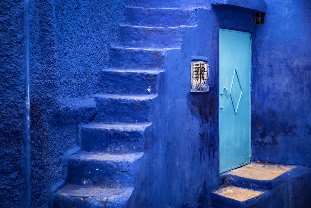 Azure Steps of Chefchaouen by Linda Wride — canvas wall art