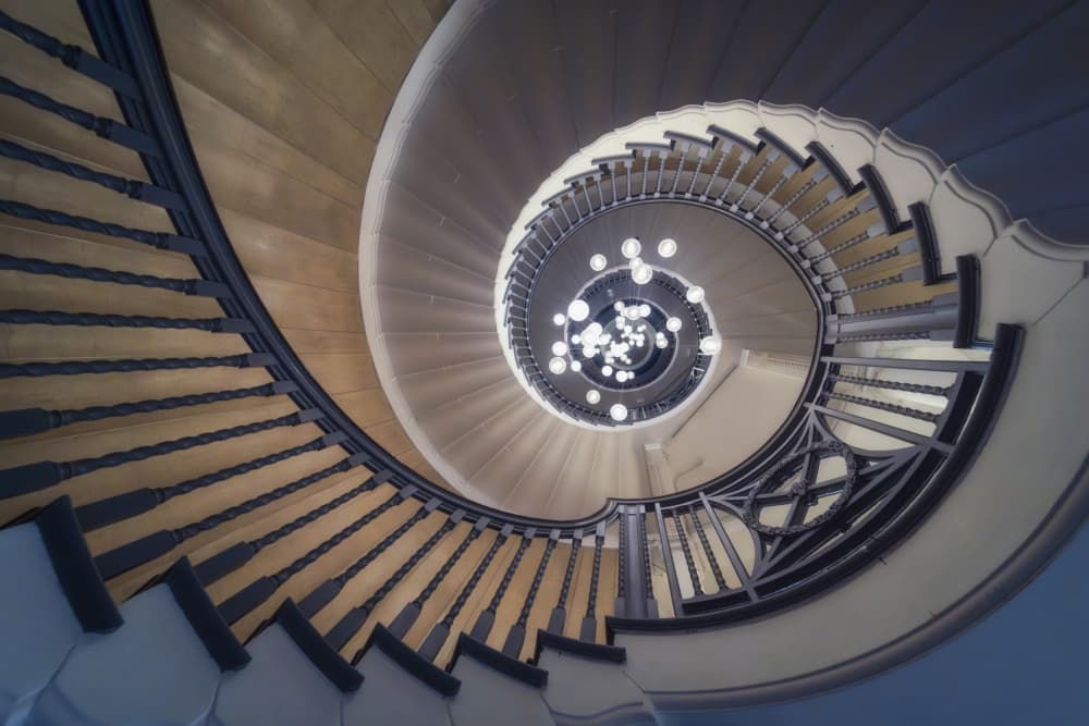 Elegant Spiral Staircase by Rodrigo Núñez Buj — canvas wall art