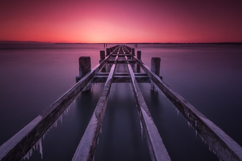 Frozen Pier Twilight by Raymond Hoffmann — canvas wall art