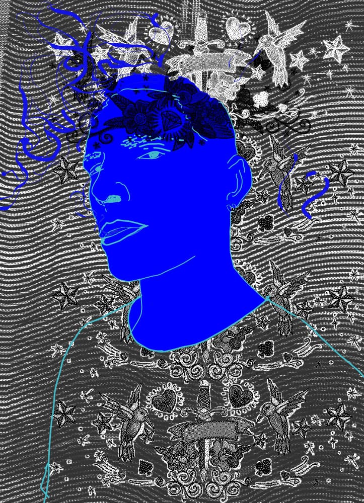 Urban Blue Portrait by XHOZUCAN — canvas wall art