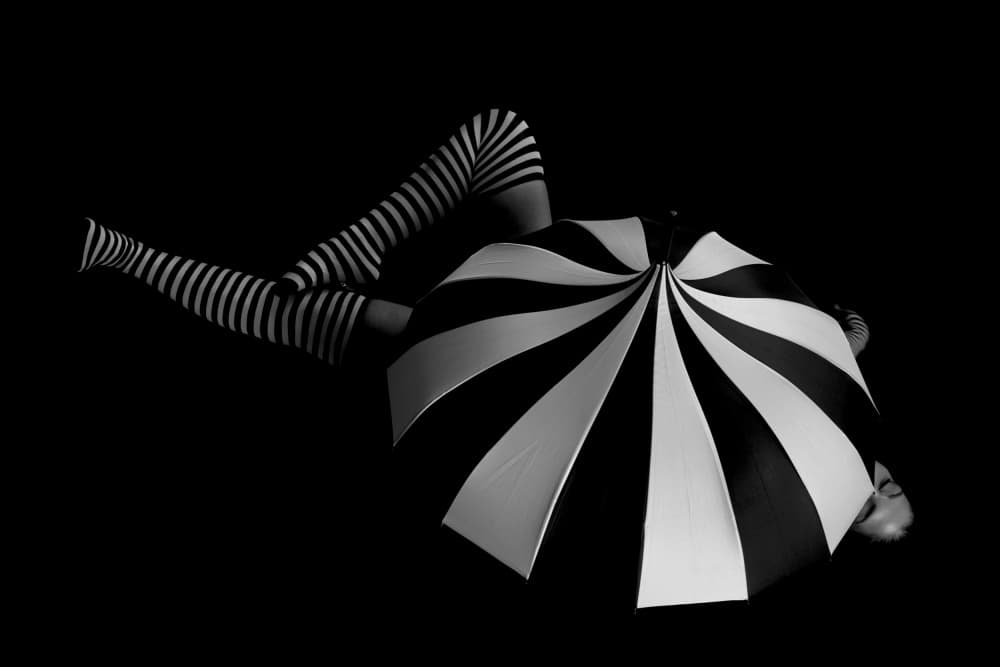 Striped Umbrella Legs by Eyal Alcalay — canvas wall art