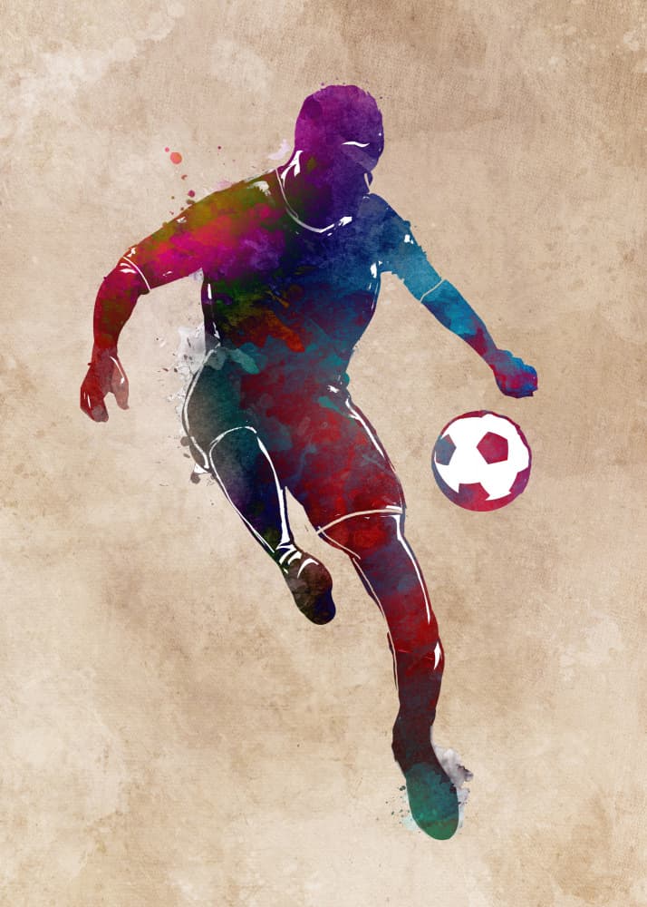 Watercolor Soccer Player by Justyna Jaszke — canvas wall art