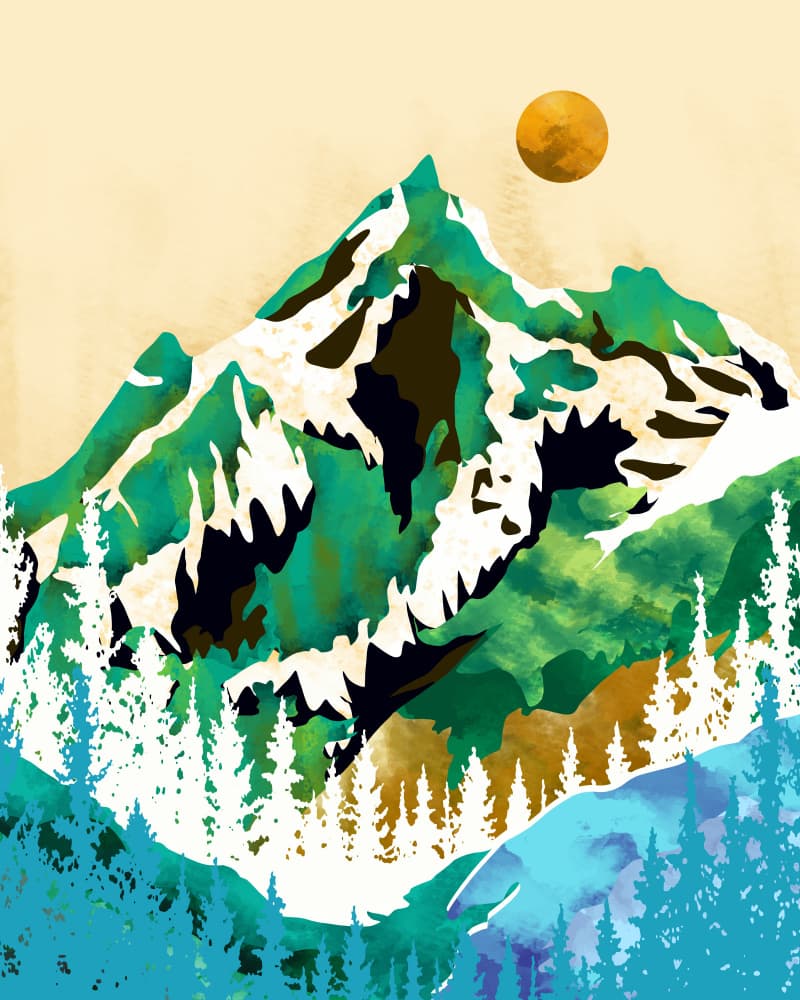 Vibrant Mountain Wilderness by Uma Gokhale — canvas wall art