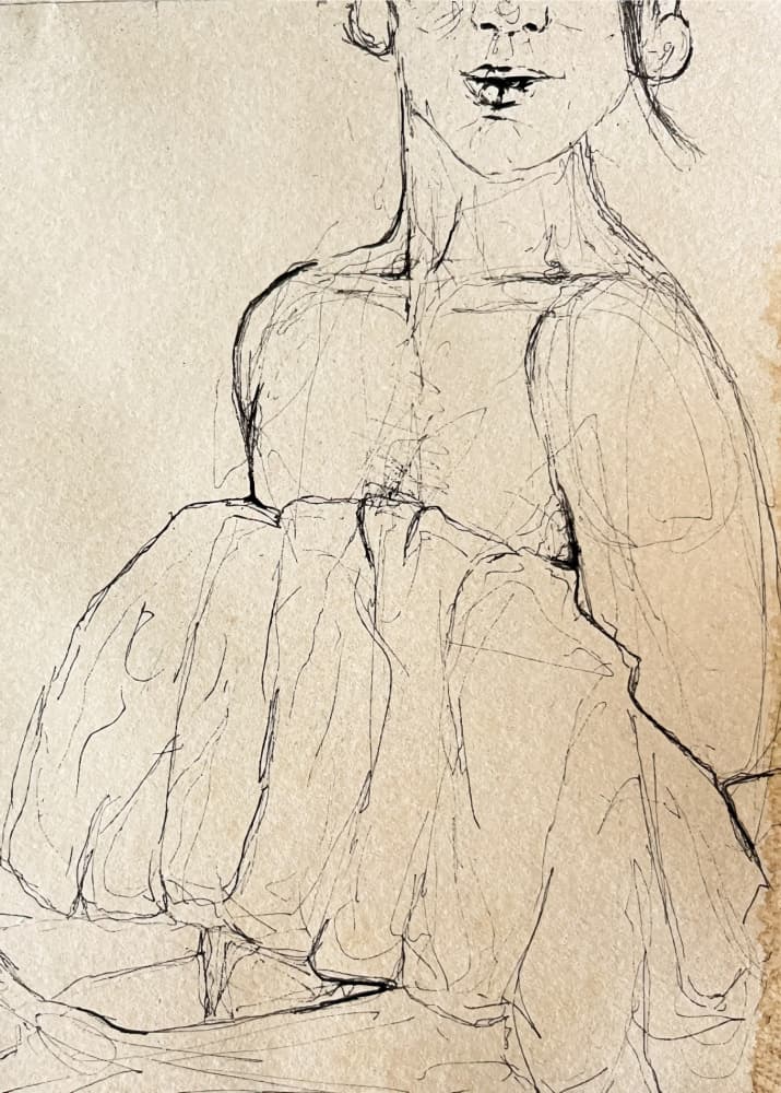 Pensive Figure Sketch by Madison Phipps — canvas wall art