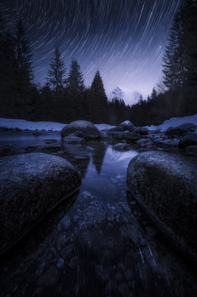 Starry Mountain River by Marian Kuric QEP — canvas wall art