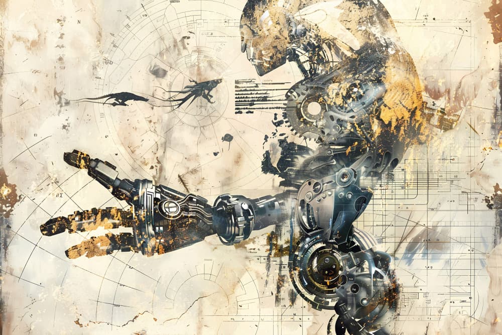 Cybernetic Hand Blueprint by Rafal Kulik — canvas wall art