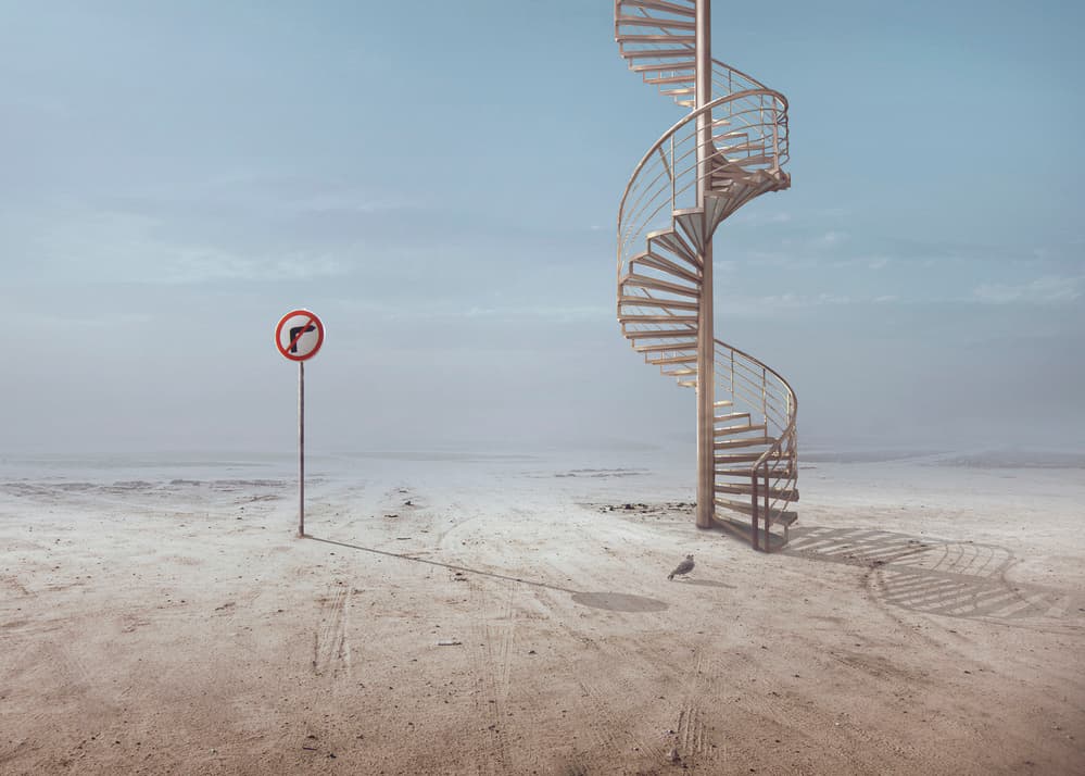 Surreal Desert Staircase by Sulaiman Almawash — canvas wall art