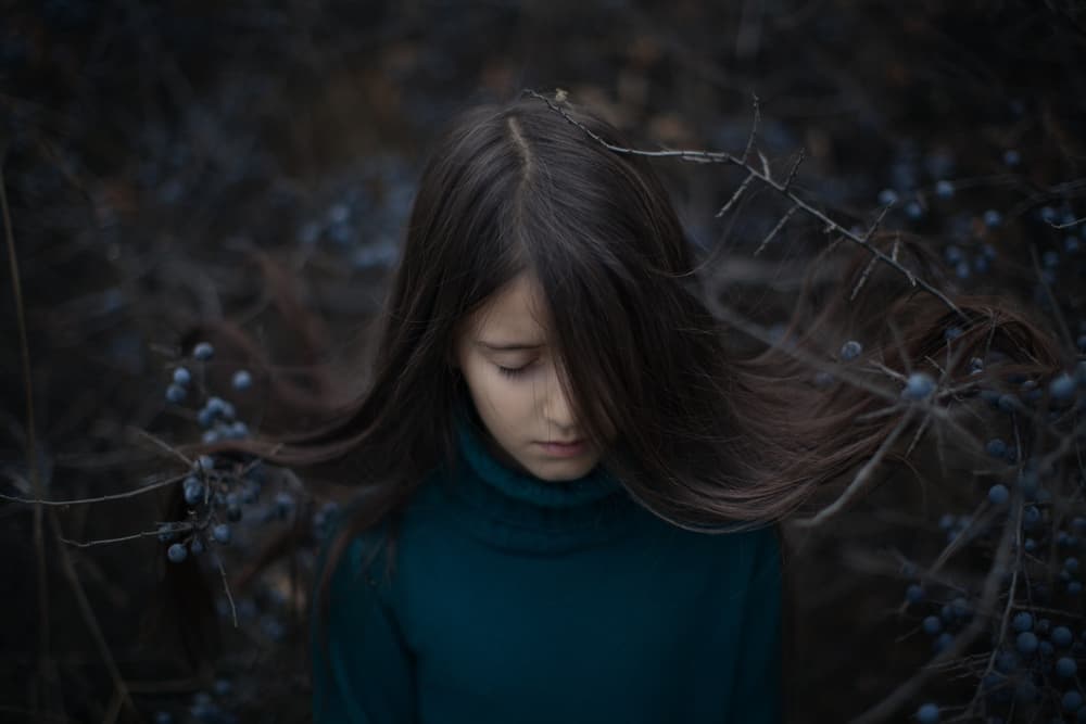 Pensive Girl Dark Berries by Svetlana Bekyarova — canvas wall art