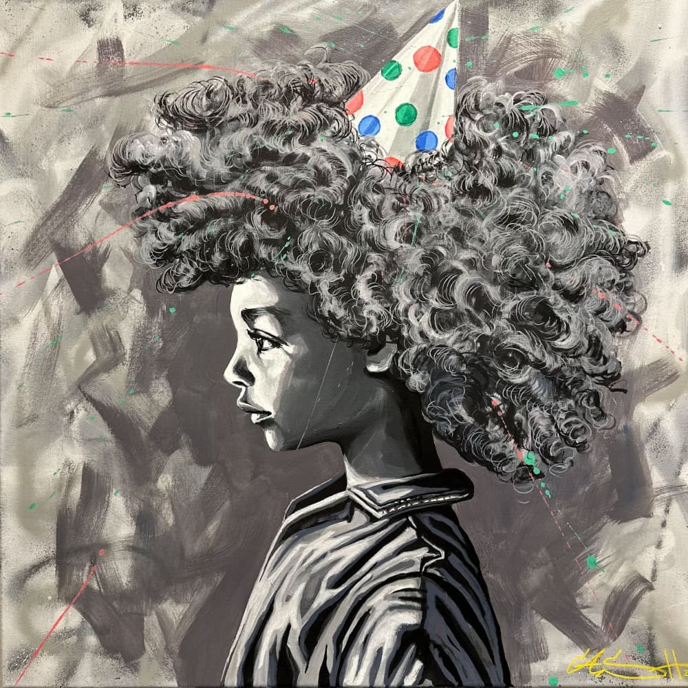 Pensive Child Party Hat by Suzan Habib — canvas wall art